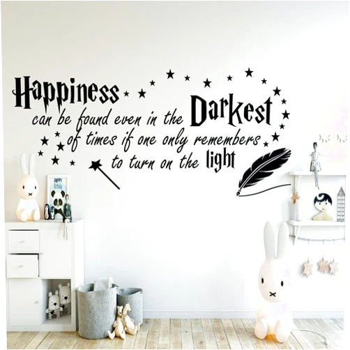 FARAMON Quote Happiness can be Found Even in The Darkest Wall Sticker Decor Nursery Decal for Kid’s Room