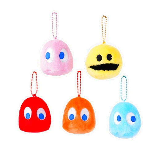WjcnPac-Man Cute Game Plush Keychain,Ghost plush Toy, Soft and Cute 3inches Stuffed AnimalsToys, Decorations of Your Bags,Party and Home Decorations.（5pcs）