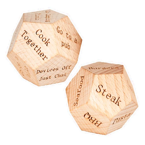 ZhuoChiMall 2PCS, Wooden Food Activity Dice，Large Food Dice Desider, Anniversary Date Night Ideas Gifts for Couples Valentines Day, Gifts for Her Him Husband Wife Man Woman, Christmas Stocking Stuffer