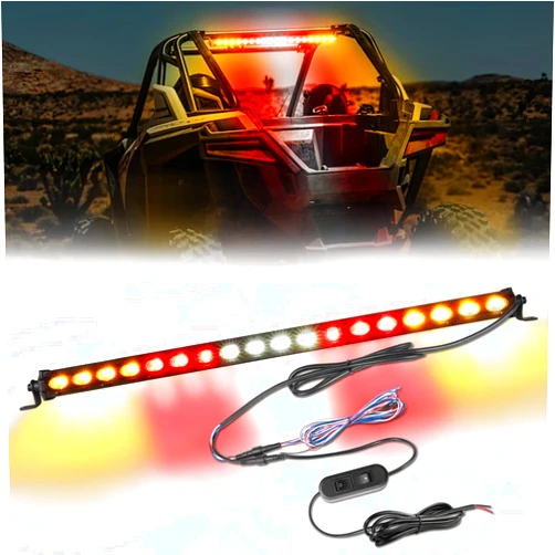 ACEC SHOP LED Chase Light Bar, ACEC SHOP 20 Inch UTV Rear Chase Light Bar with Strobe Brake Reverse Turn Signal Light UTV Strobe Chase Light for Polaris RZR ATV Off Road Can-Am 4x4 - Amber Red White