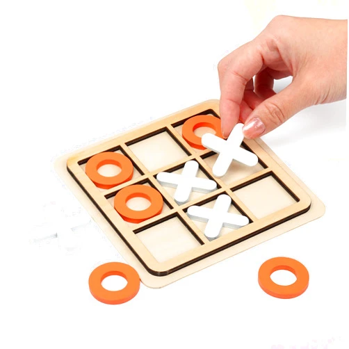 KESLOT Wooden Board Tic Tac Toe Game XO Table Toy Classical Family Children Puzzle Game Educational Toys, Random Color