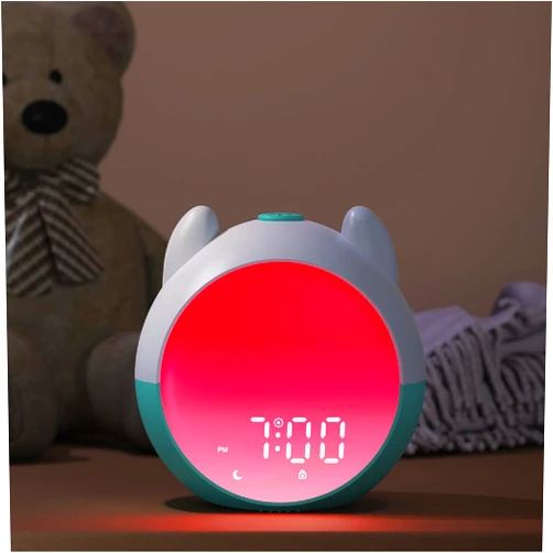 Haimiage Ready to Rise Children's Sleep Trainer,Stay-in-Bed Sleep Training Clock with Night Light, Sound Machine and OK to Wake Alarm Clock for Toddlers and Kids (Azure Blue)