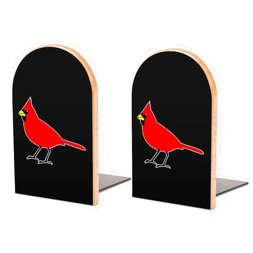 SYRTFIOJU The Northern Cardinal Bird Wood Bookends Non-Skid Decorative Book Holder Book Stop Shelves for Heavy Books Magazine 1 Pair One Size