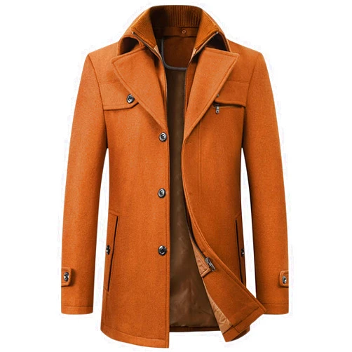 chouyatou Men's Winter Stylish Wool Blend Single Breasted Military Peacoat