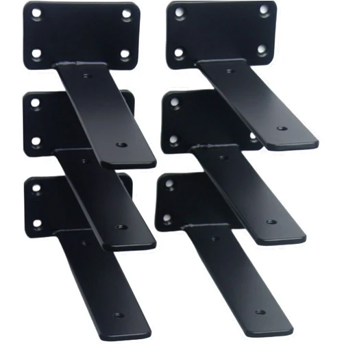 MHMYDZ 6 Pack - 7 inch Black Hidden L Shelf Bracket (1/5 Inch Thicked) Iron Shelf Brackets, Metal Shelf Bracket, Industrial Shelf Bracket, Modern Shelf Bracket, Metal L Brackets for Shelves Support