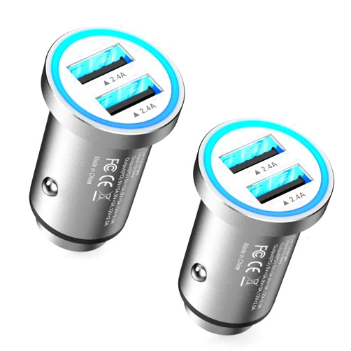 Lezaface [MFi Certified] USB Car Charger for iPhone,2 Pack lezaface Mini 4.8A Dual USB Port All Metal Smart Power Car Charger Adapter for iPhone14 13 12 11 Pro/XS/XR/SE/X/iPad,Samsung Galaxy S23/10/9/8/7