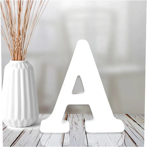 AOCEAN 4 Inch White Wood Letters Unfinished Wood Letters for Wall Decor Decorative Standing Letters Slices Sign Board Decoration for Craft Home Party Projects (A)