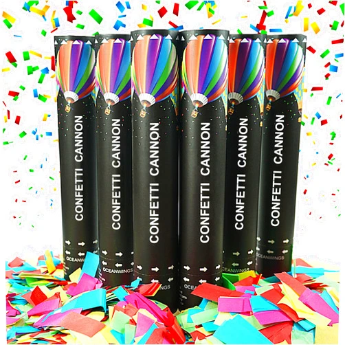 OceanWings Biodegradable Confetti Cannon Easy Clean - 6 Pack Party Poppers Confetti Shooters for Birthday Graduation Wedding New Year’s Eve Celebration Office Prank, Large Confetti Cannon