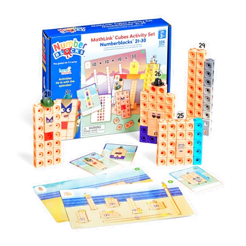 hand2mind MathLink Cubes Numberblocks 21-30 Activity Set, 20 Preschool Learning Activities, Counting Blocks, Linking Cubes, Educational Toys for Kids, Number Games, Math Manipulatives Kindergarten