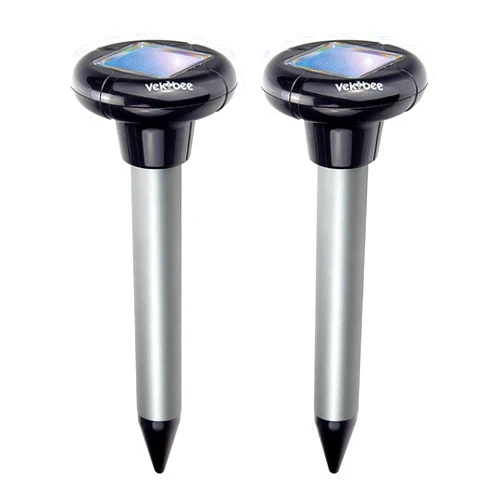 Vekibee Pack of 2 Sonic Mole Repellent Solar Gopher Repellent Ultra Sonic Vole Chaser Mole Sonic Vibrator Spike Keep Moles Away from Yard Lawn
