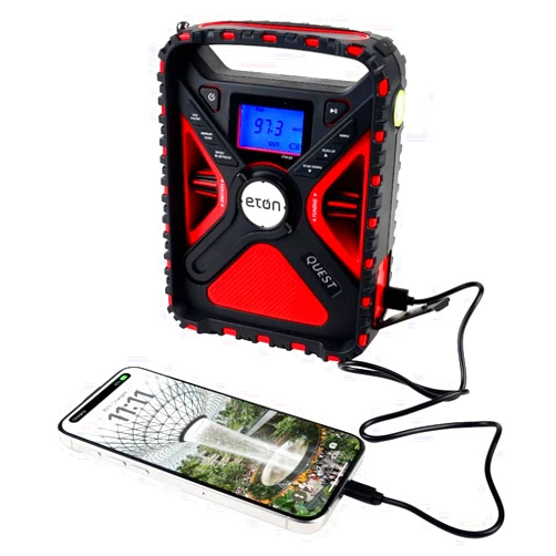 Eton Quest Hand Crank NOAA Weather Radio, All Band Emergency Radio, AM/FM Shortwave Storm Radio, Bluetooth, Ambient Light, Phone Charger, RDS, Solar, Flashlight, Camping, Hiking