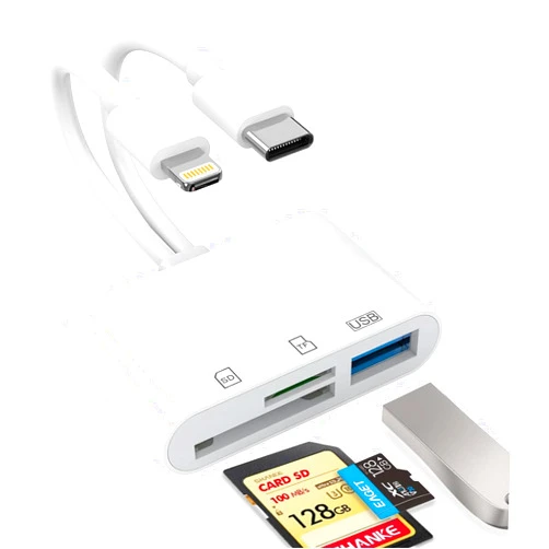 CULGC USB C SD Card Reader for iPhone, iPad, Lightning Dual Port SD Card Adapter, Memory Card Reader for Camera Adapter, Support SD, Micro SD, USB 3.0, Plug and Play