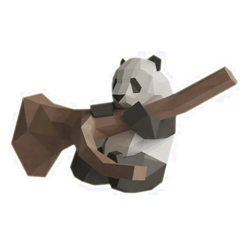 PRDECE Panda Paper Craft 3D Paper Model Geometric Origami DIY Handmade Paper Sculpture for Bar Living Room Wall Decoration (B)