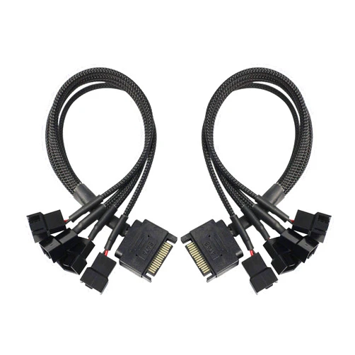 XMSJSIY SATA to 3 Pin 4 Pin Fan Adapter,15pin SATA to 4 x 3 pin / 4 Pin 12V PC Case Fan Splitter Extension Power Cable Adapter-28cm-2pcs