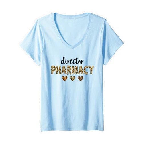 Nurse And Pharmacy Squad Men Women Apparels Womens Pharmacy director Squad Leopard For Pharmacist Crew V-Neck T-Shirt