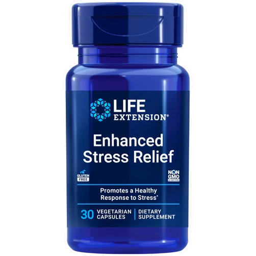 Life Extension Enhanced Stress Relief, Lemon Balm Extract, L-theanine, decompress with This Supplement for Stress, Gluten-Free, Non-GMO, Vegetarian, 30 Capsules