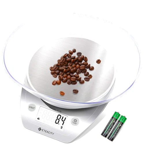 Etekcity 0.1g Food Kitchen Scale, Bowl, Digital Grams and Ounces for Weight Loss, Dieting, Baking, Cooking, and Meal Prep, 11lb/5kg, Stainless Steel Silver