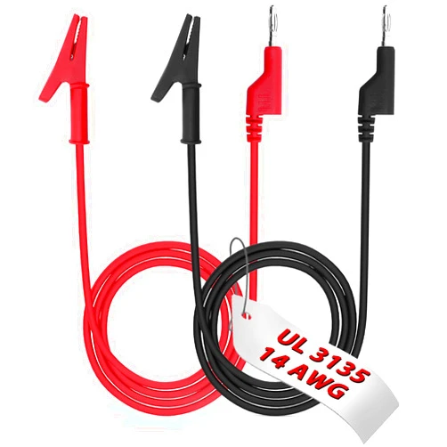 EDGELEC 14 Gauge 2pcs3.3Ft 4MM Banana Plug to Alligator Clips UL3135, Heavy Duty Silicone Test Leads Set Jumper Wires Kit for Testing - EDGELEC