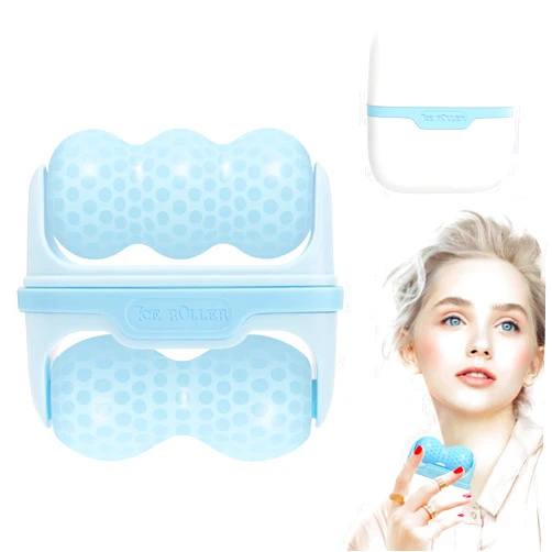 JHZWD Ice Roller for Face, Ice Face Roller Skin Care Tools, 2 in 1 Face Massager Eye Roller for Puffy Eyes Migraine Relief, Reduce Wrinkles, Relieve Muscle Soreness, Relieve Sunburn and Redness, Blue