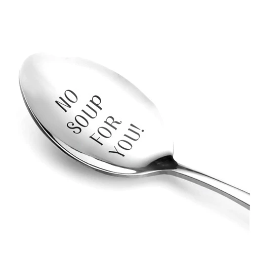 TOPKOUTÁLI topkoutáli Family Kitchen NO Soup For You Soup Spoon, Stainless Steel Espresso Engraving Spoons for Friend Girlfriend Boyfriend Dad Christmas Birthday