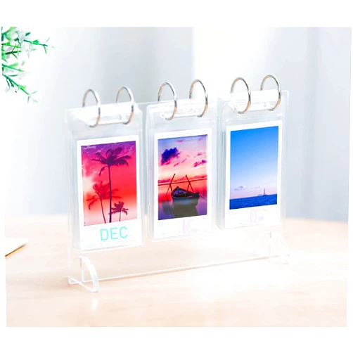 WINKINE Instax Mini Frame, Desktop Photo Album Collection, Polariod Picture Frames, Acrylic Flip Calendar-Style Frame Gift 26 Pocket|52 Photo Display for Instax Mini Fujifilm & Polaroid Film