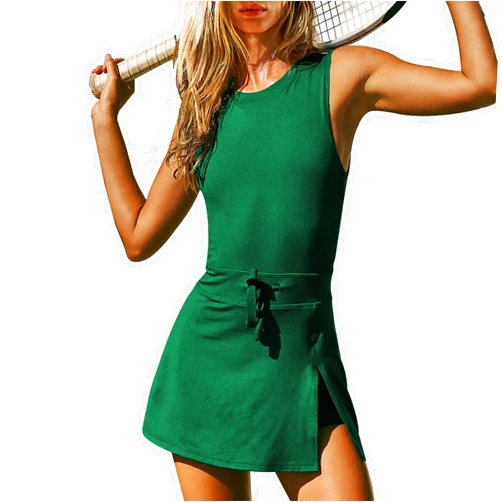 UNIANKIYA Womens Skort Dress Tennis Athletic Dress with Built-in Shorts One Piece Jumpsuits Open Back Workout Outfits