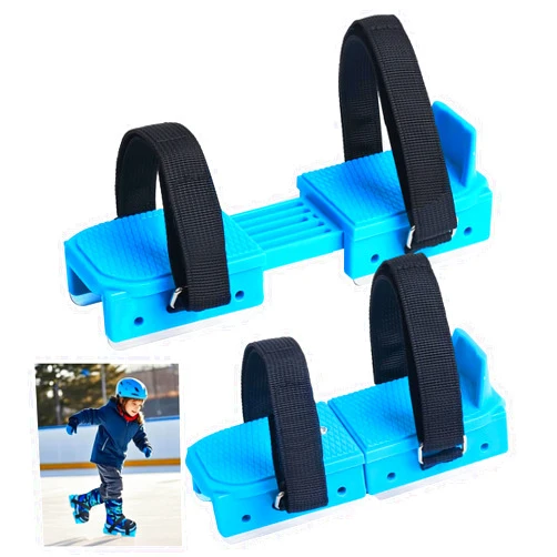Lettry Winter Toddler Ice Skates, Adjustable Double Runner Ice Skates with Hook and Loop Fastener Straps, Blue Double Blade Ice Skates for Kids Toddler Training Shoes Beginner