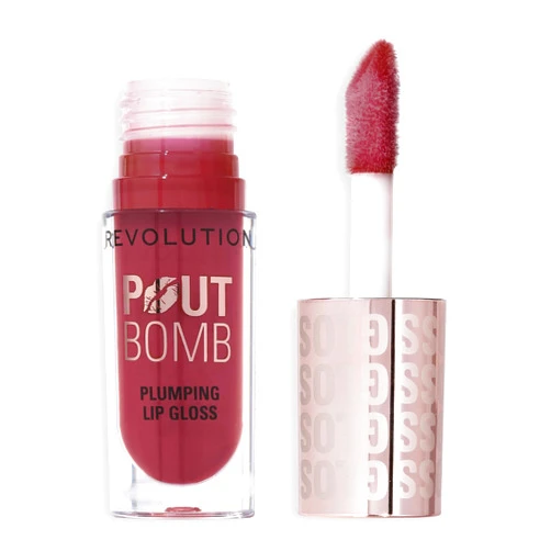 Revolution Beauty London Revolution, Pout Bomb Plumping Lip Gloss, Buildable, High Shine for Hydrating, Plumping Finish, Buildable Color, Vegan & Cruelty-Free, Wild Mauve Warm-Toned Pink, 0.15 fl oz