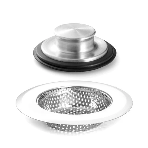 CORNERJOY 4.5 Inch Diameter Rim Heavy Duty Stainless Steel Kitchen Sink Basket Strainer and 3.38