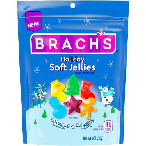 Brach's Holiday Soft Jellies Candy, Soft Gummy Candies, Fruity Flavored Candy, 8oz