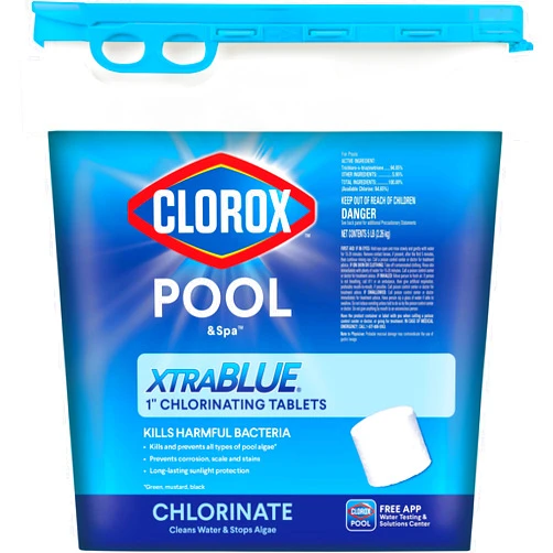 Clorox Pool & Spa Clorox® Pool&Spa™ XtraBlue 1” Swimming Pool Chlorinating Tablets, Kills Bacteria & Stops Algae, Perfect for Small Pools (5 LB)