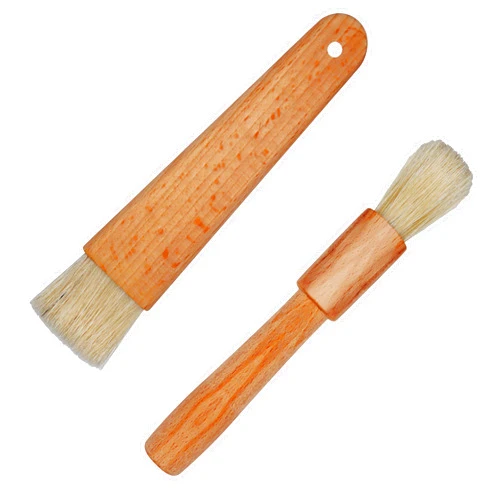 EIKS Exceliy 2 Sets Pastry Brushes with Wooden Handle Natural Bristles for Basting Spreading Butter Oil in Barbecue Baking Kitchen Cooking