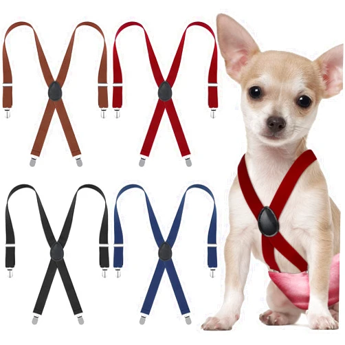 Sanwuta 4 Pieces Dog Diaper Suspenders for diapers male Female Dog Suspenders 4 Clips Dog Diapers Suspender for Dogs Diaper Keeper Suspender for Dog Skirt, Dog Dress, 4 Colors