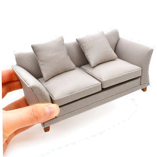 iLAND Modern Dollhouse Furniture on 1/12 Scale, Miniature Couch for Dollhouse Living Room (Khaki Drills)
