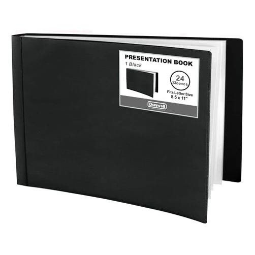 Dunwell 8.5x11 Portfolio Binder (Horizontal), Plastic Presentation Book, 24 Pockets Displays 48 Pages of Letter Size Documents, Certificates, Keepsakes, Art Portfolio Folder, Acid-Free Poly