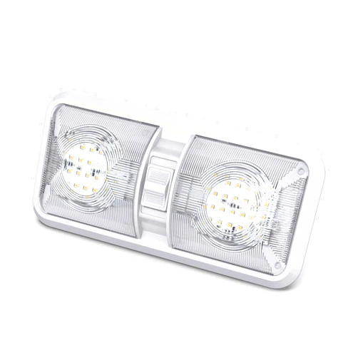 Leisure LED RV LED Ceiling Double Dome Light Fixture with ON/OFF Switch Interior Lighting for Car/RV/Trailer/Camper/Boat DC 12V Natural White 4000-4500K 48X2835SMD Natural White 4000-4500K, (1 Pack)