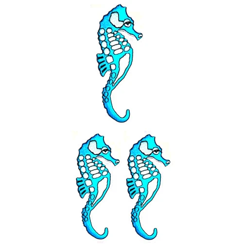 Umama Patch Set of 3 Blue Seahorse Sea Animals Ocean World Cartoon Sticker Fabric Sea Horse Iron On Embroidered Patches Appliques Machine Embroidery Needle craft Projects Boys Girls Kids DIY