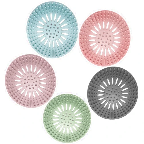 Gotega Hair Catcher Shower Drain Covers Protector Silicone Bathtub Hair Stopper Easy to Install and Clean Suit for Bathroom Tub Shower and Sink, 5 Pack