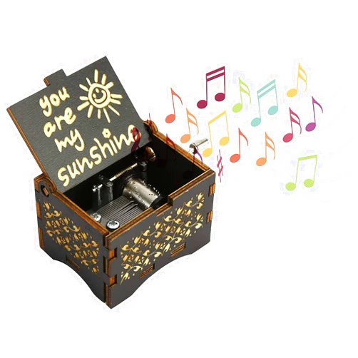 XUJIQI You are My Sunshine Wooden Music Box, Antique Engraved Musical Box, Trinket Box Small Musical Boxes-Gifts for Lover, Boyfriend, Girlfriend, Husband, Wife