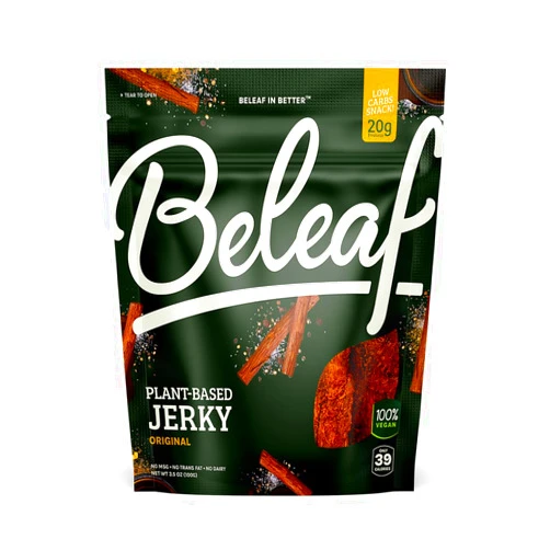 BE LEAF Beleaf Original Plant-Based Jerky: High-Protein Snack – Healthy and Flavorful Vegan Jerky for On-The-Go Energy – Tasty Meatless, Vegetarian Meat Alternative (1 Pack)