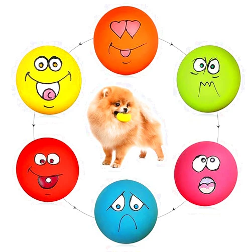 HDSX Smile Face Dog Squeaky Toys Soft Latex Squeak Balls for Puppy Small Pet Dogs 6 Pcs/Set
