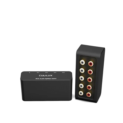 Cubilux AS-R1 4 Way RCA Audio Splitter Box, 4-Channel Stereo RCA Splitter, Passive Audio Splitter-Made with Aluminum Alloy (1 in 4 Out)