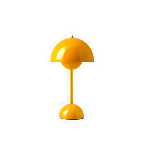 Juodkeo Rechargeable Flowerpot Table Lamp, Cordless Dimmable Mushroom Light, 3600mAh Battery Operated Bedside Lamp, 3 Color Stepless Dimmable LED Desk Lamp for Bedroom Living Room, Yellow