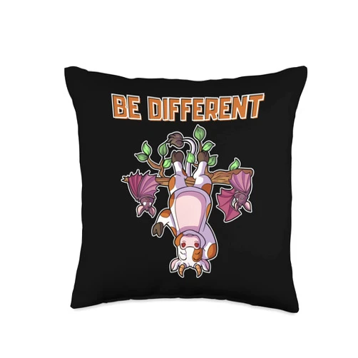 Mir Reichts ich geh Abhängen Animal Shop It's Okay to be Different Sei Anders Cow Bat Throw Pillow, 16x16, Multicolor