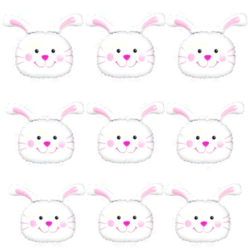 YUJUN 9PCS Bunny Rabbit Head Balloons Easter Mylar Balloons for Easter Birthday Party Baby Shower Decorations Supplies