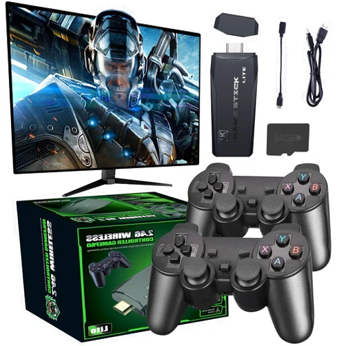 Skrmooning M8 PRO Wireless Game Console - Retro Gaming Consoles with Built in 20000+ Games, 9 Classic Emulators, 4K HDMl Output and 2.4GHz Wireless Controller, Plug and Play Video Game Stick for TV(64G)