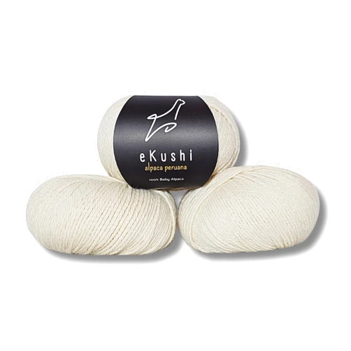 EKushi 100% Baby Alpaca Yarn for Knitting & Crocheting - Set of 3 Skeins of Premium Yarn DK - Lightweight, Hypoallergenic & Thermal Peru Made - Ideal for Delicate Projects (Natural White - N010)