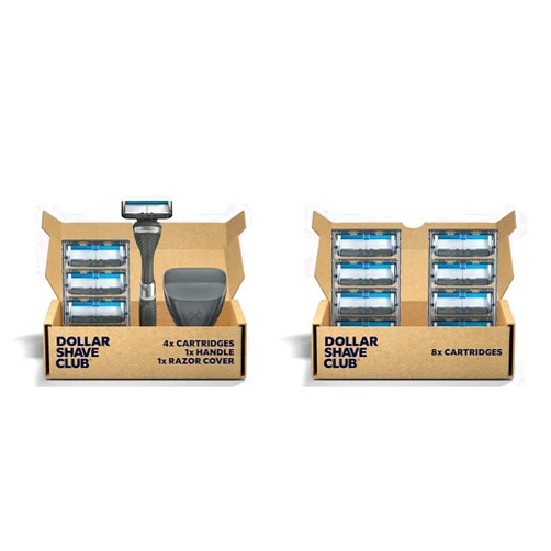 Dollar Shave Club 6-Blade Travel Shaving Kit with Diamond Grip Club Series Razor Handle, 4 Cartridges and Cover plus 8 Count 6 Blade Razor Refills