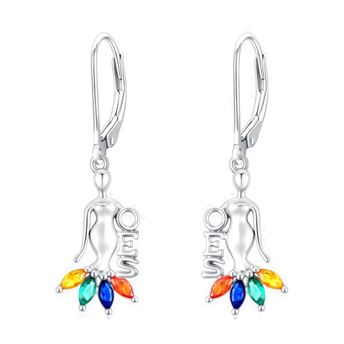 KoyeKei Aka/Oes Sorority Gifts Earrings for Women 925 Sterling Silver Alpha Kappa Alpha Sorority Earrings Aka Paraphernalia Jewelry Gift for Sister Lady