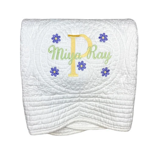 Little Lulus Gifts Personalized Baby Quilt Blankets Monogrammed Blankets for Kids baby blankets for girls embroidered baby gifts soft for toddler girl or boy Crib size
